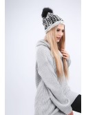 Black herringbone winter hat C13 - Online store - Boutique